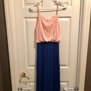 Blush and royal blue maxi dress